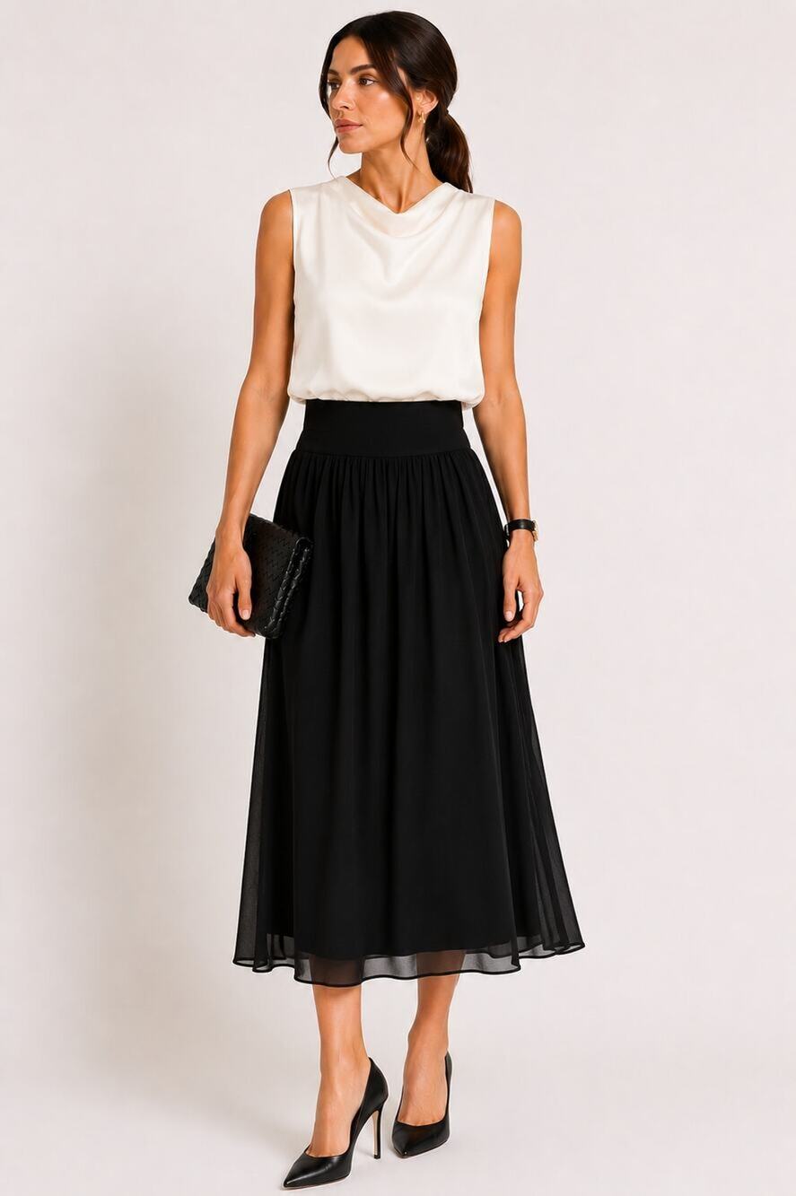 Future Collective Black Sheer Overlay Maxi Skirt Small Lined Minimalist Boho